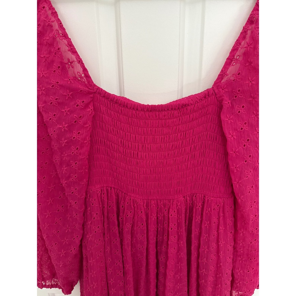 Free People Strangelove Maxi Dress Pink Purple Eyelet Lace Embroidered Sz S - Picture 8 of 12